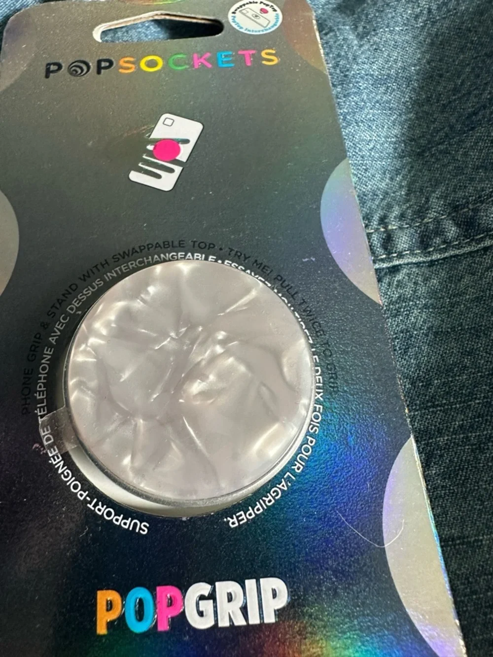 RARE Popsocket NWT Luxe Acetate Pearl White Swappable Top PopGrip